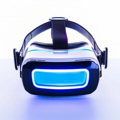 Medium shot of the VR headset, isolated on a white background, bright and vivid tonality 