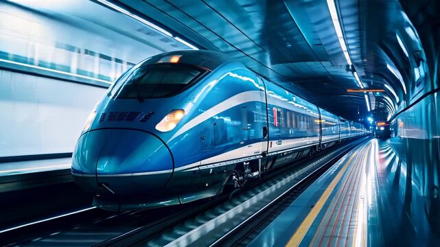 Futuristic High-Speed Train in Motion