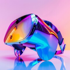 Medium shot of the VR headset, isolated on a white background, bright and vivid tonality 