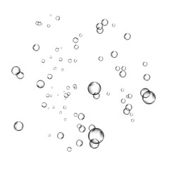 Oxygen air bubbles  flow  in water on white  background.