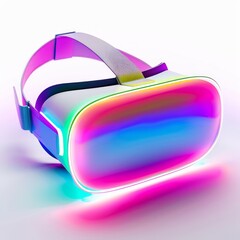 Medium shot of the VR headset, isolated on a white background, bright and vivid tonality 