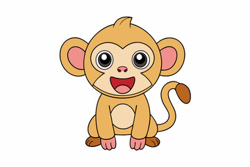 Baboon Vector Illustration Linocut, Kawaii, Cartoon, Clipart, Line Art Design. Vibrant baboon vector art featuring linocut, kawaii, and cartoon styles. Ideal for digital products, posters.