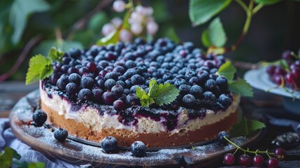 Cake with freshly baked black currants