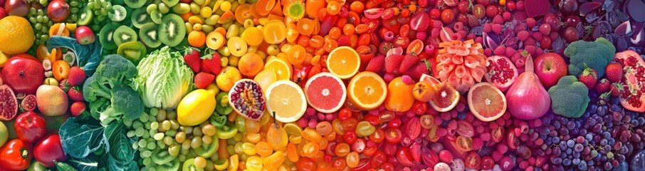 Rainbow of Fresh Fruits and Vegetables.