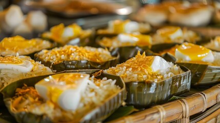 Delicious Thai Sticky Rice Wrapped in Banana Leaves