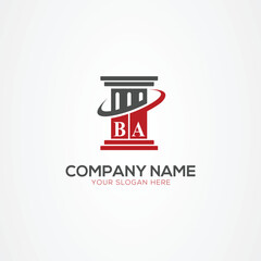 Minimal monogram Letter BA justice law firm logo elements