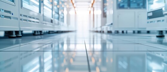 Obraz premium In an ultramodern lab, a team conducts meticulous quality assurance checks under the sunlight filtering through futuristic windows