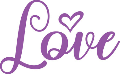 Love heart valentine typography design on plain white transparent isolated background for card, shirt, hoodie, sweatshirt, apparel, tag, mug, icon, poster or badge