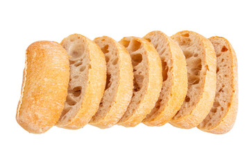 ciabatta bread slices on empty background.