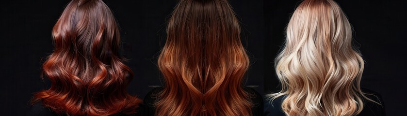 Naklejka premium Women showcasing various shades of wavy hair.