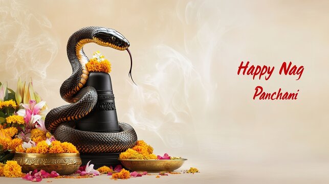 illustration of Nag Panchami with lord shiva. illustration