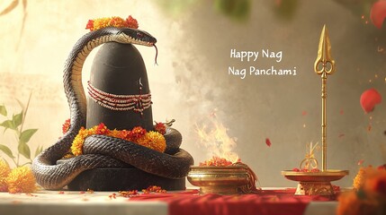 illustration of Nag Panchami with lord shiva. illustration