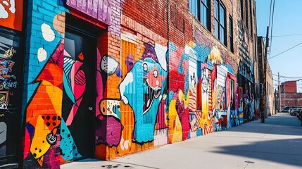 Obraz premium Vibrant Colorful Street Art Mural Showcasing Urban Expression