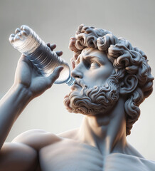 roman statue drinking a water