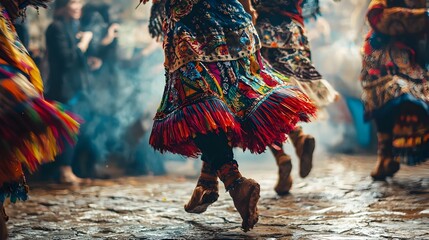Vibrant Traditional Dance Performance on Colorful Stage