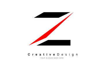 Minimalist Letter Z logo Design with sleek modern look and black red color theme.