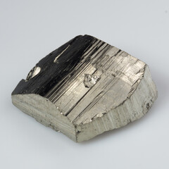 natural silver pyrite gem on the white background