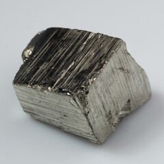 natural silver pyrite gem on the white background