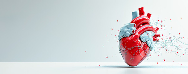 Abstract view of human heart. Concept of cardiology innovative technology and heart disease treatment.