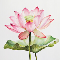 Fototapeta premium lotus flower, white background