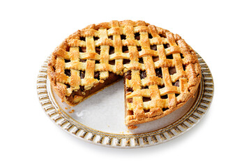 Tasty homemade apple pie on white background © Nelea Reazanteva