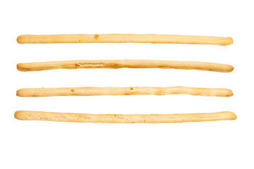 Grissini 4 pieces separately on a blank empty background.