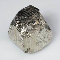 natural silver pyrite gem on the white background