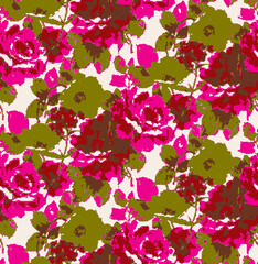 Flowers seamless pattern. vector illustration. Abstract flowers, floral vector with leaves