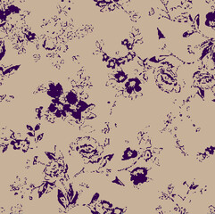 Flowers seamless pattern. vector illustration. Abstract flowers, floral vector with leaves