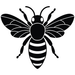 bee  on a white background silhouette vector illustration 