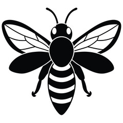  worker bee silhouette with white background vector illustration  