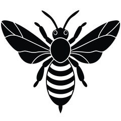 Fototapeta premium worker bee silhouette with white background vector illustration 