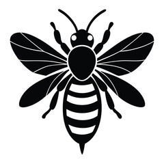  worker bee silhouette with white background vector illustration  
