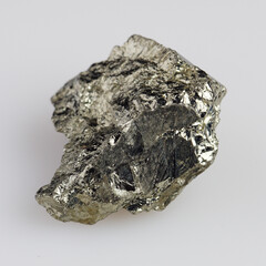 natural silver pyrite gem on the white background