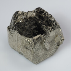 natural silver pyrite gem on the white background