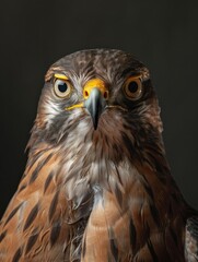 Intimate Portrait of a Hawk with Striking Yellow Eyes