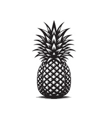 Obraz premium Pineapple fruits silhouette vector,black and white color