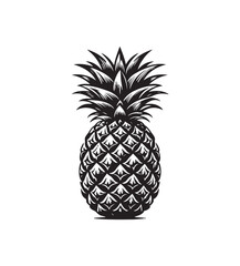 Obraz premium Pineapple fruits silhouette vector,black and white color