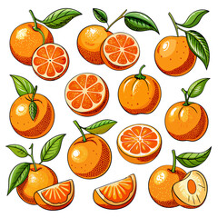 Seamless Orange Patterns: A Vibrant Collection of Orange Fruit Designs and Backgrounds for Illustrations,  set of oranges, background with oranges, set of fruits, seamless pattern with oranges, seamle