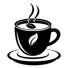 Elegant Coffee Cup Vector Silhouette on White Background