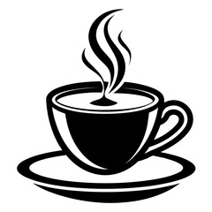 Elegant Coffee Cup Vector Silhouette on White Background