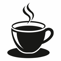 Elegant Coffee Cup Vector Silhouette on White Background