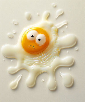 Naklejki Cute egg with eyes, raw egg character
