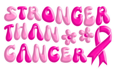 Stronger Than Cancer Pink Cancer Ribbon 