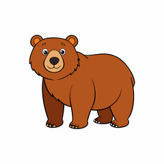 Grizzly Bear Vector Illustration - Cartoon, Clipart, and Line Art Design