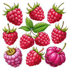 Comprehensive Collection of Berry Illustrations: Seamless Patterns and Backgrounds Featuring Raspberries and Blackberries, set of berries, pattern with berries, background with berries