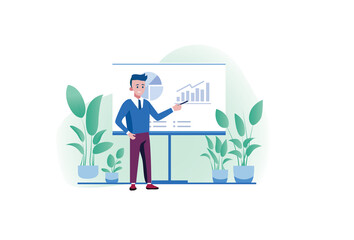 Smiling man or boy giving presentation flat cartoon illustration.jpg