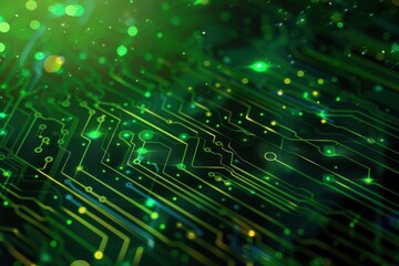 Green Circuit Board Close-Up for Technology and Innovation Concepts