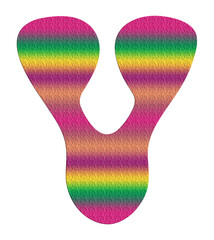 Textured Rainbow Bubble Letter V