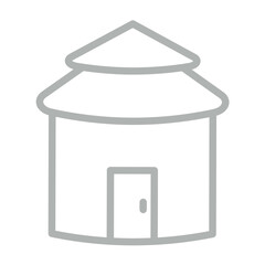 Hut Vector Line Grey Icon Design